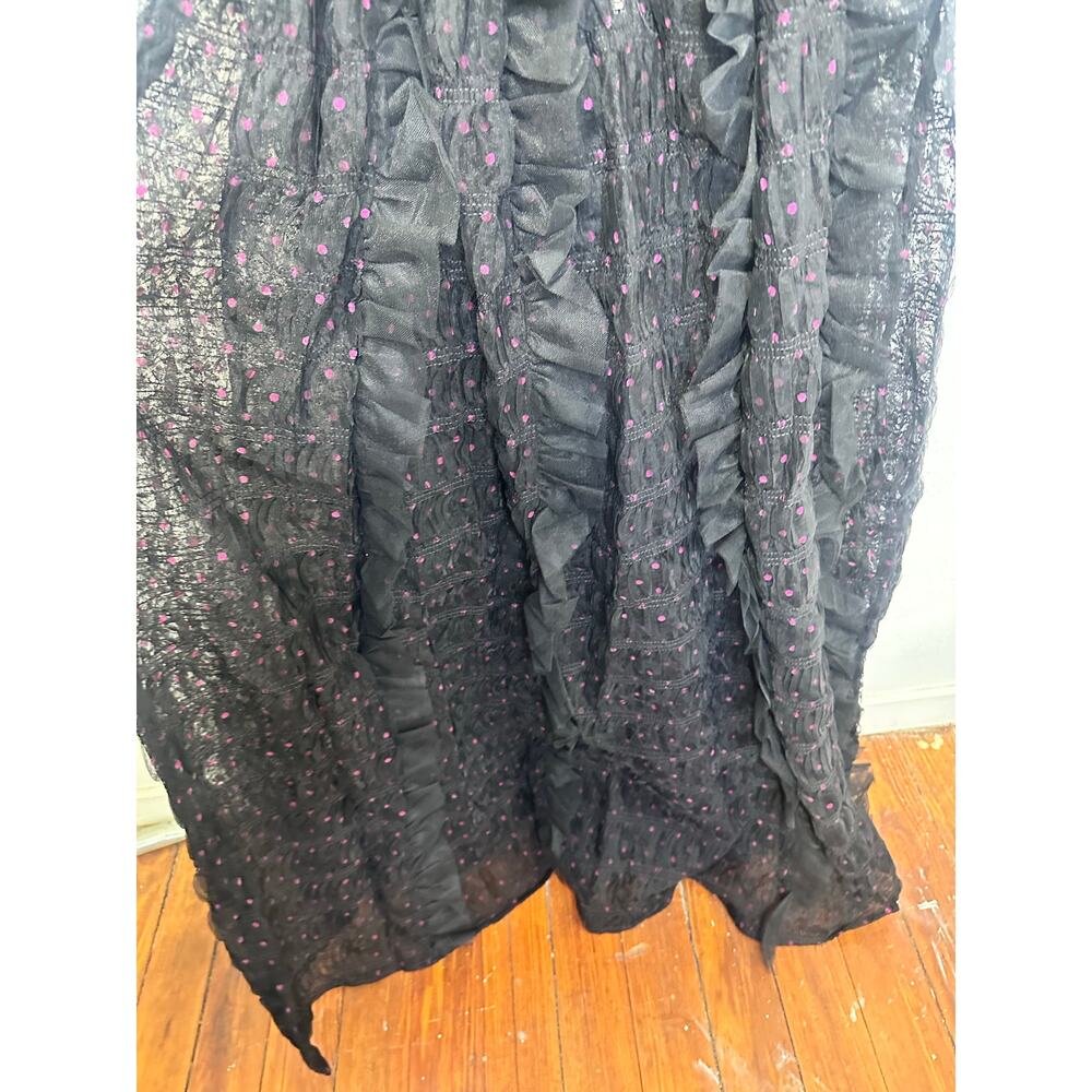 FOR LOVE AND LEMONS Black Mesh Polka Dot Janelle Ruffled Dress size Small nwt - Picture 11 of 16